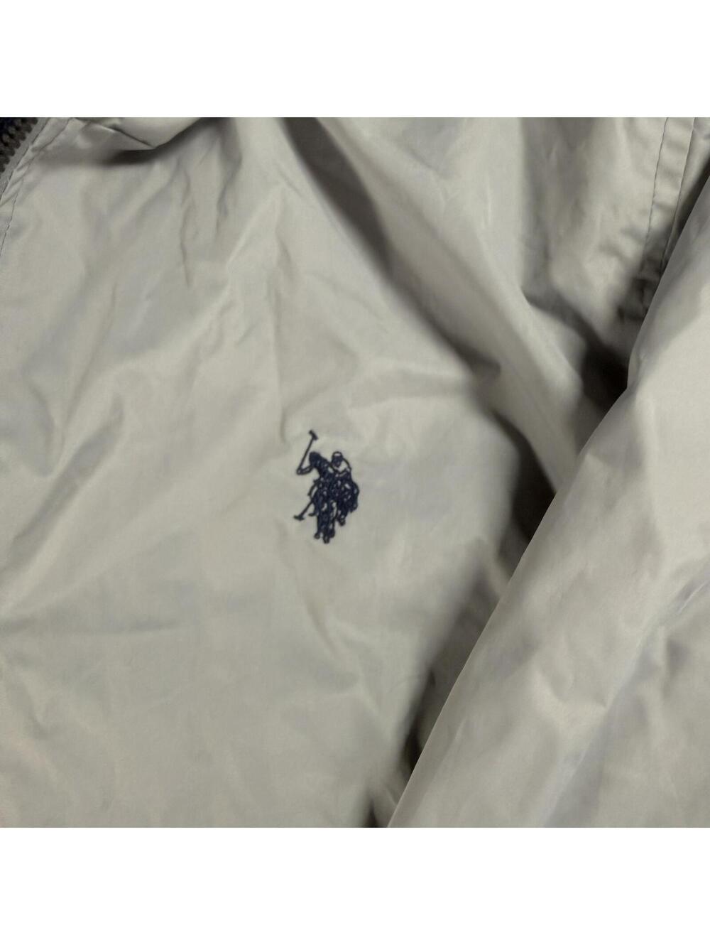 U.S. Polo Assn. Men’s Hooded Windbreaker Jacket Gray Size Large L Full Zip - Picture 2 of 7